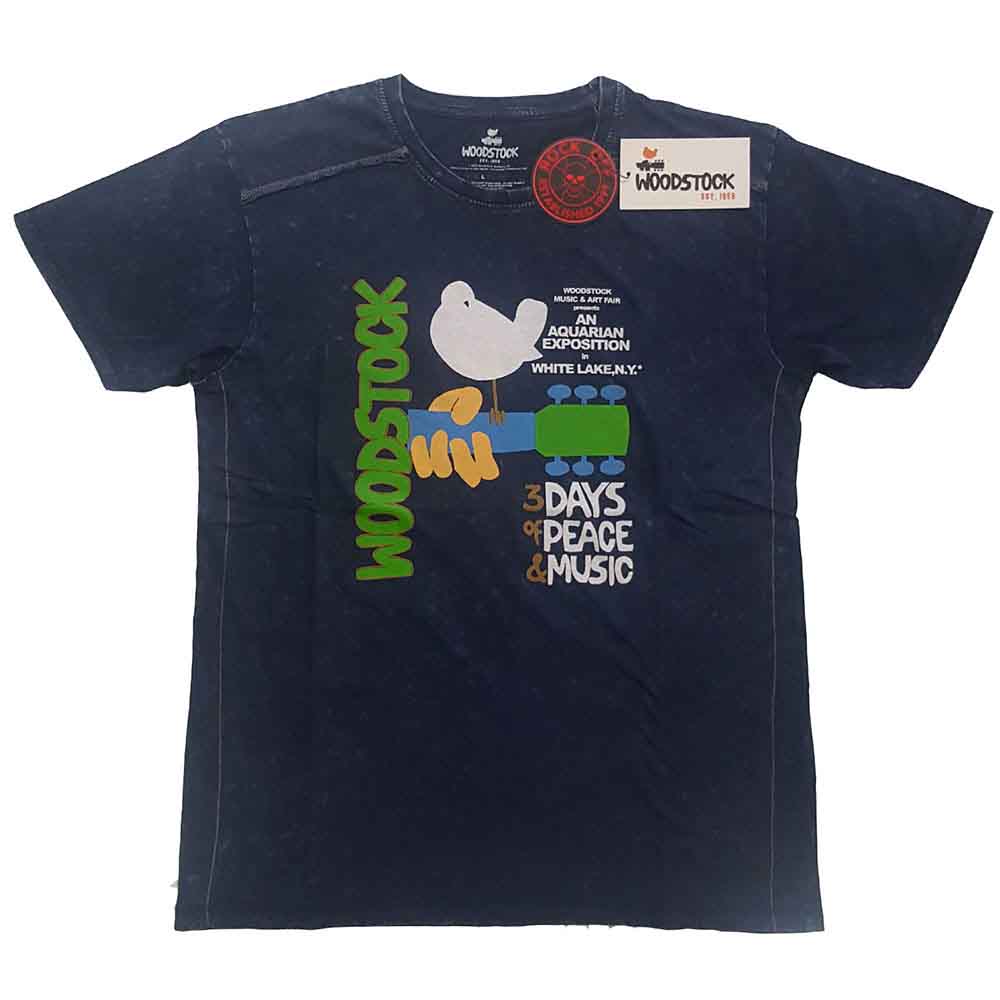 Woodstock Unisex T-Shirt (Snow Wash) Poster Navy Blue (M)