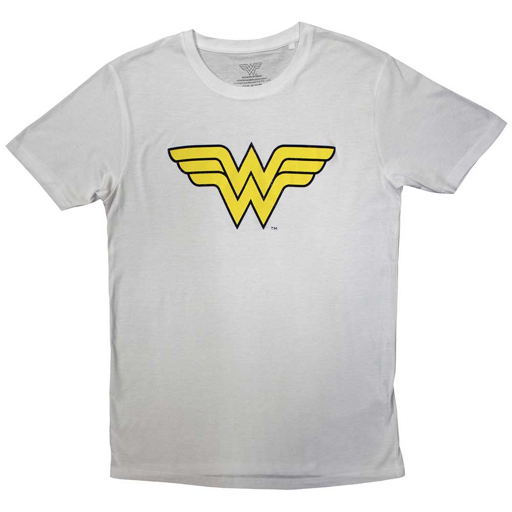 DC Comics Unisex T-Shirt Wonder Woman Yellow Logo White (M)