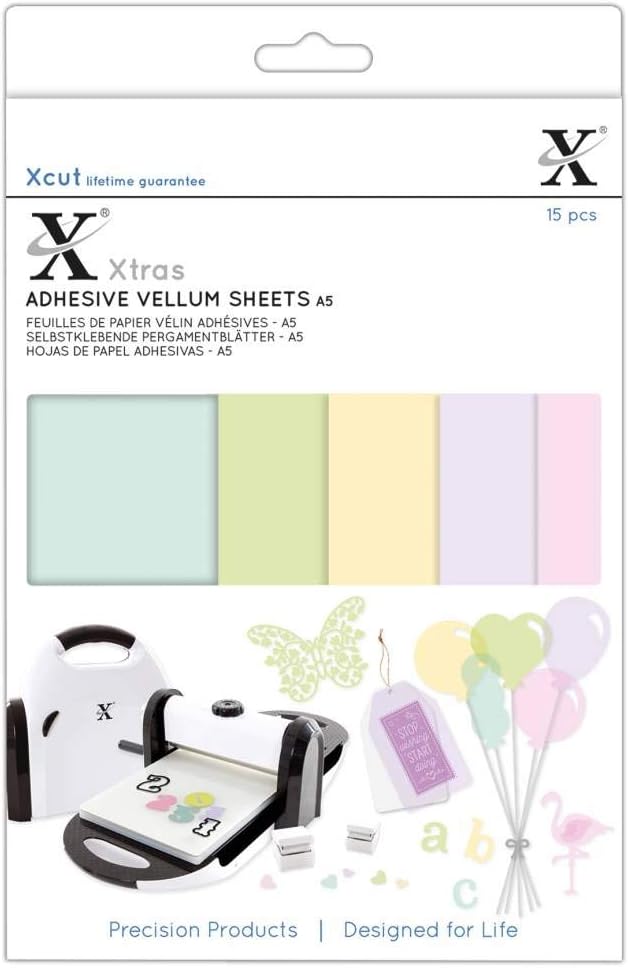 Xcut Xtras A5 Adhesive Vellum Sheets - Coloured (15shts)