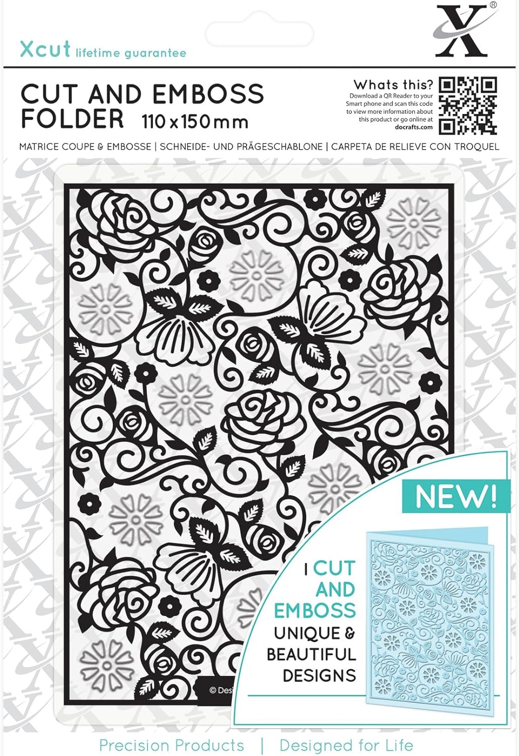 Xcut Cut & Emboss Folder 110mm x 150mm - Floral Pattern