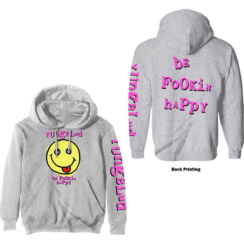Yungblud Unisex Pullover Hoodie Raver Smile (Back Print) White (L)