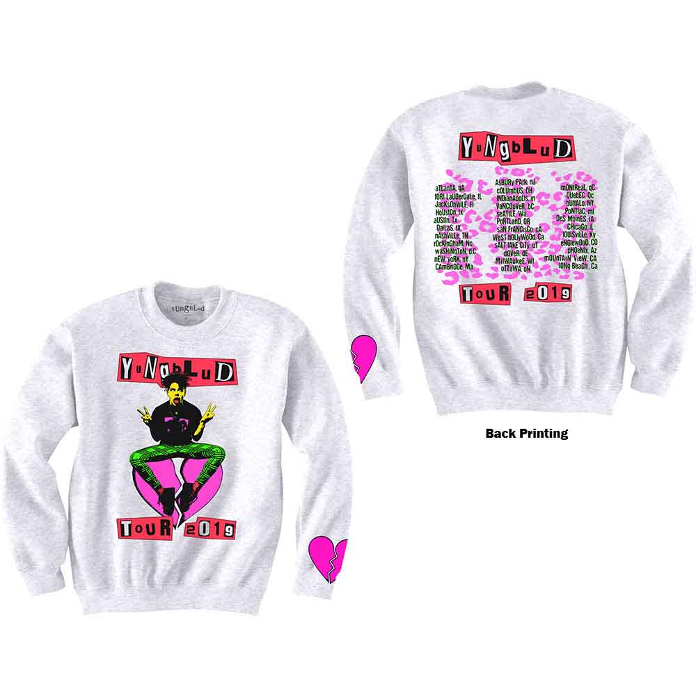 Yungblud Unisex Sweatshirt Tour (Ex Tour/Back & Arm Print) White (XS)