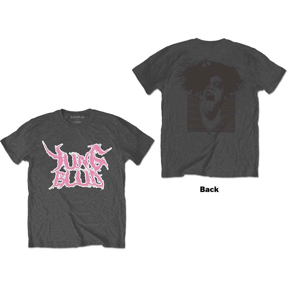 Yungblud Unisex T-Shirt DEADHAPPY Pink (Back Print) Grey (S)