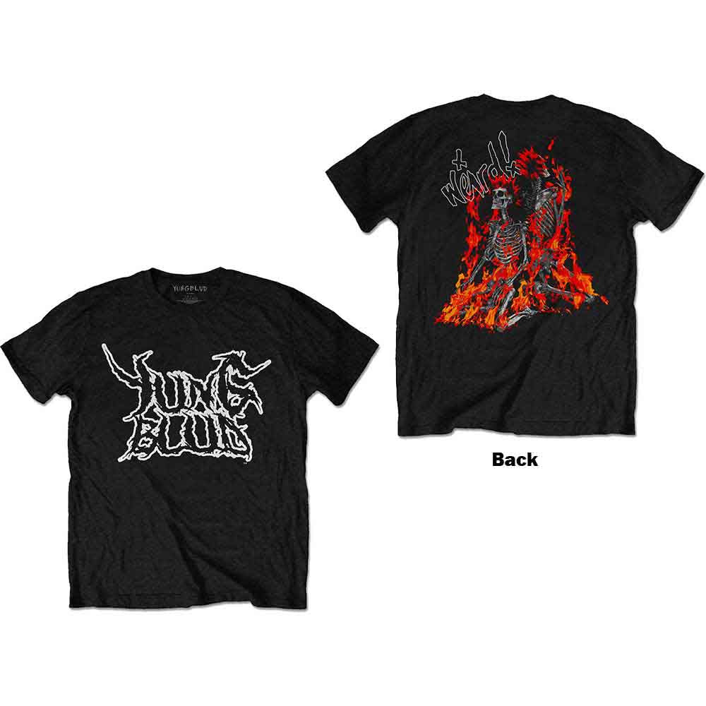 Yungblud Unisex T-Shirt Weird Flaming Skeletons (Back Print) Black (XL)