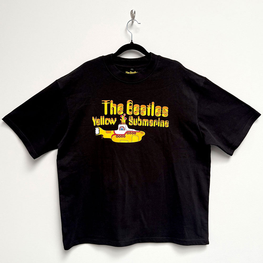 The Beatles Unisex Oversized Boxy T-Shirt Logo & Sub Black (XL)