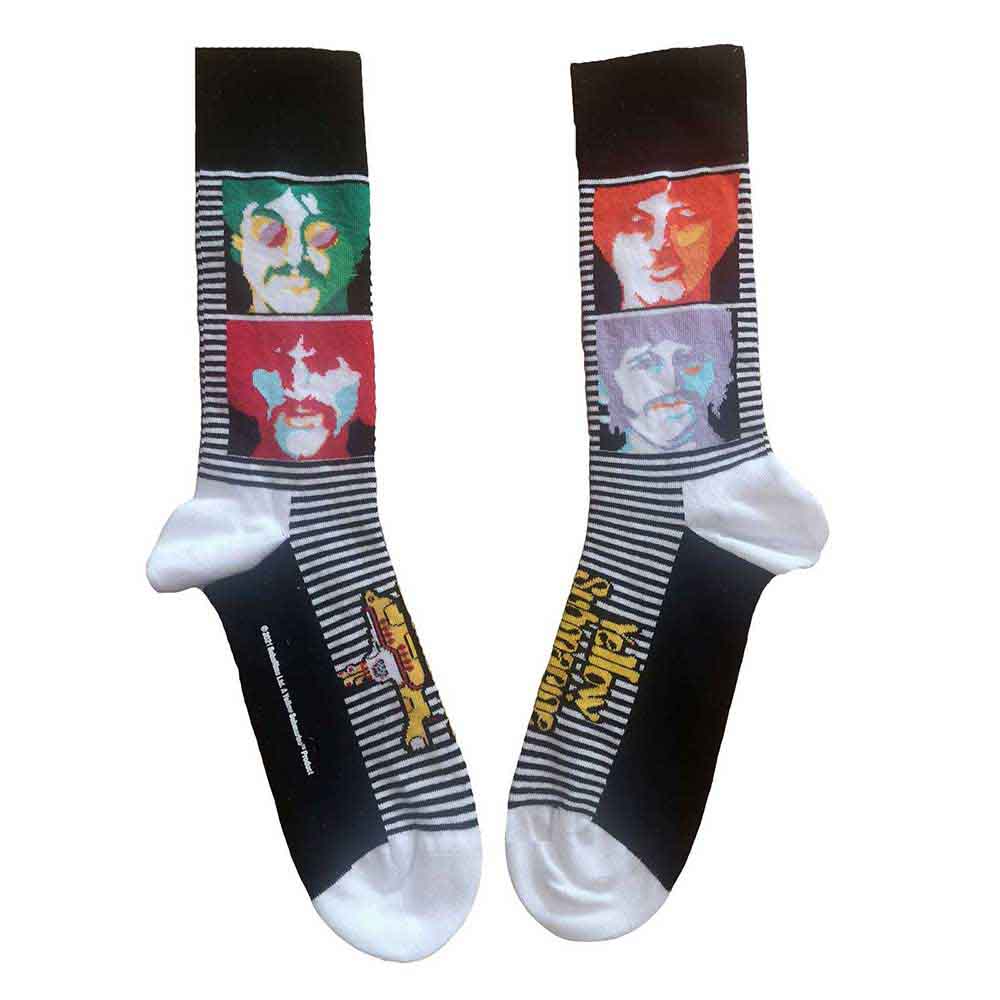 The Beatles Unisex Ankle Socks Yellow Submarine Sea of Science Faces Black (UK Size 7-11)