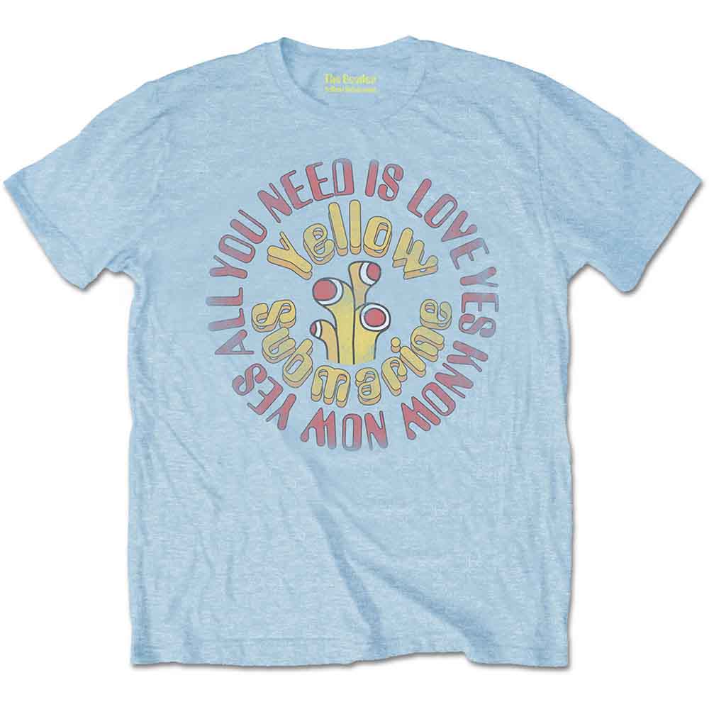 The Beatles Men's T-Shirt Yellow Submarine AYNIL Circle Vintage Light Blue (XXL)