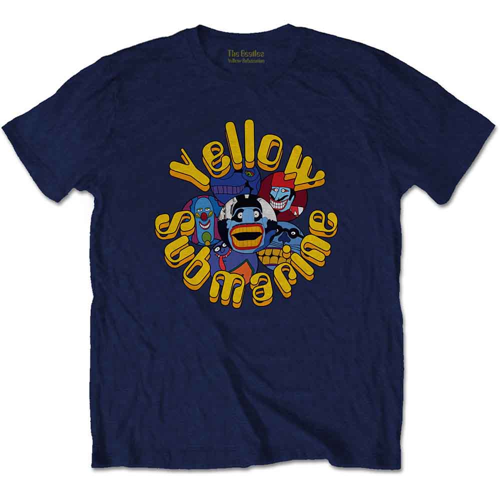 The Beatles Men's T-Shirt Yellow Submarine Baddies Navy Blue (L)