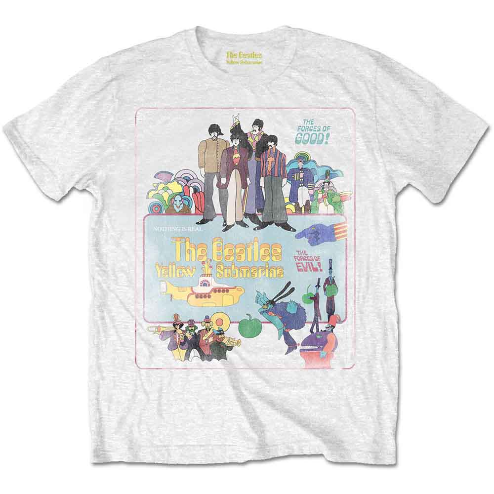 The Beatles Men's T-Shirt Yellow Submarine Vintage Movie Poster White (XXL)