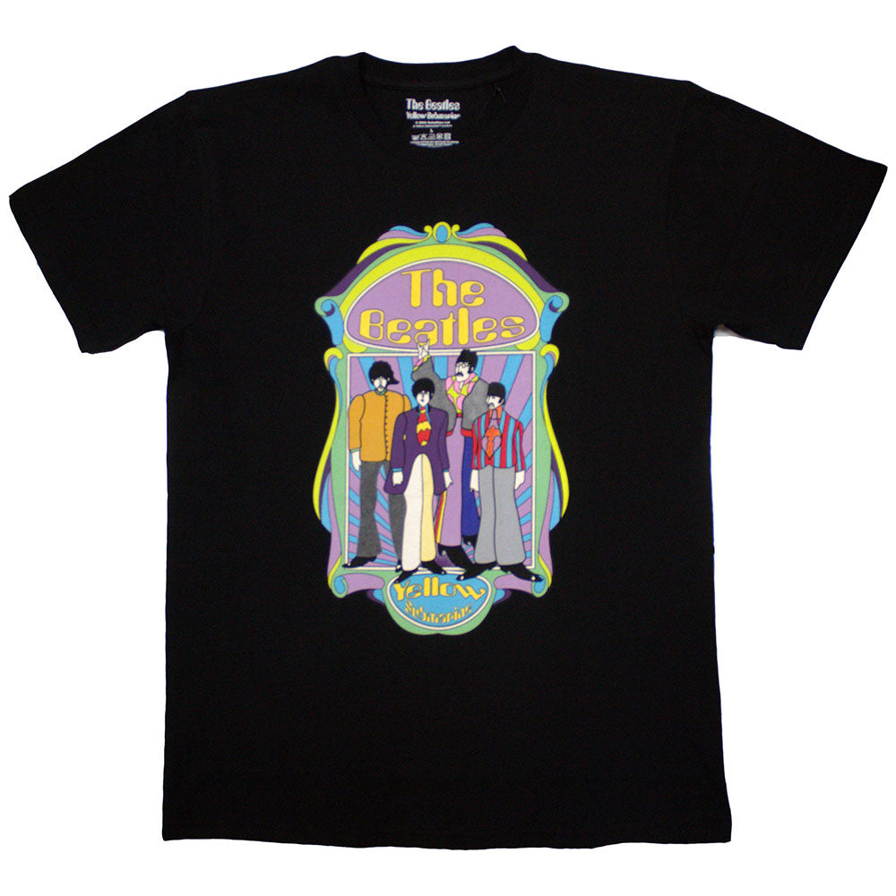 The Beatles Unisex T-Shirt Yellow Submarine Sub Band Frame V2 Black (XL)