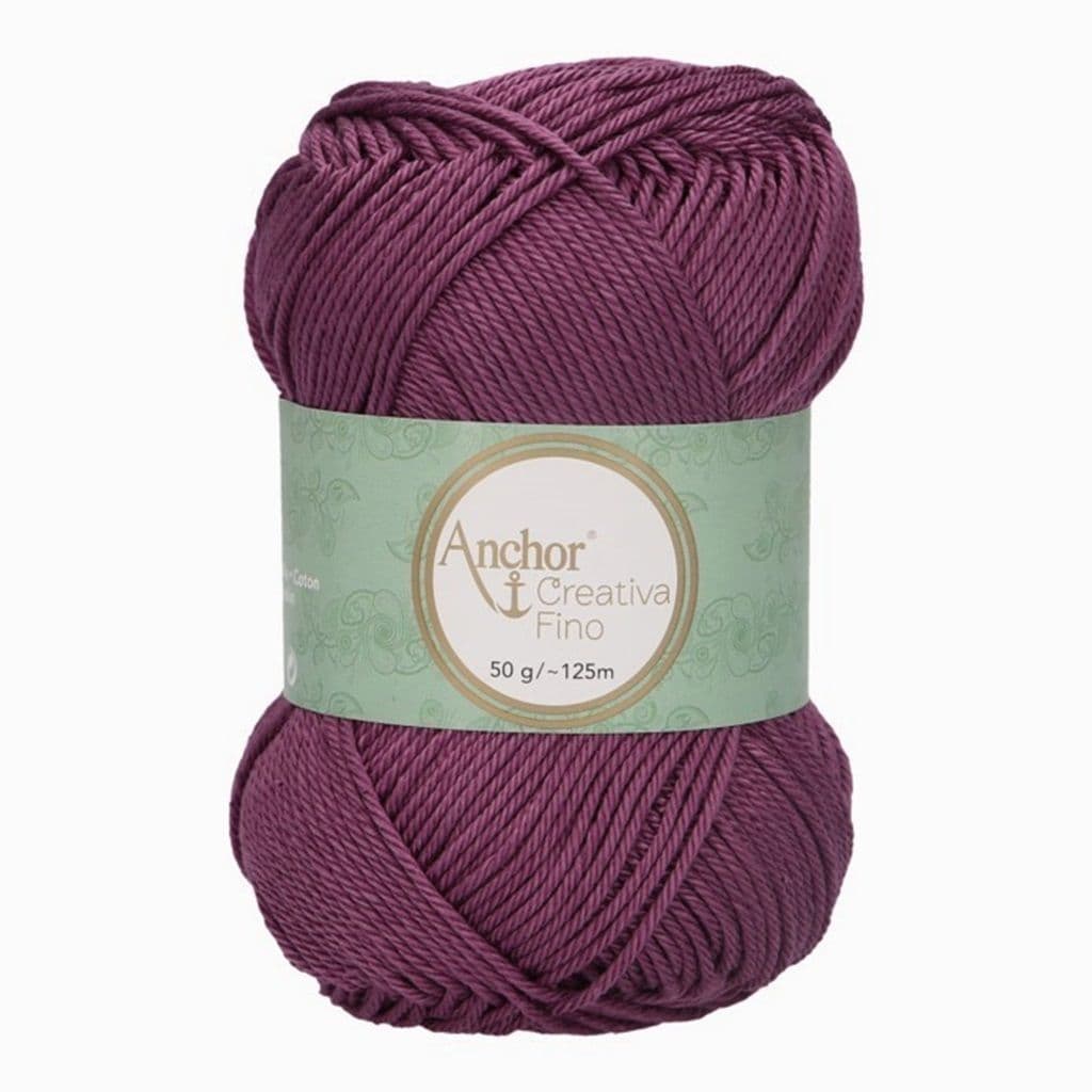 Anchor Creativa Fino Cotton Crochet/Knitting Yarn 4ply 50g Ball - Aubergine (0240)