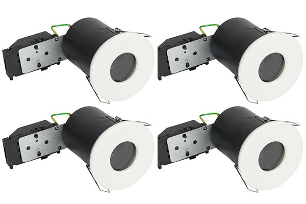 Toki LED Fire Rated Down Light Fitting for GU10 Bulb IP65 White Bezel (4pk)