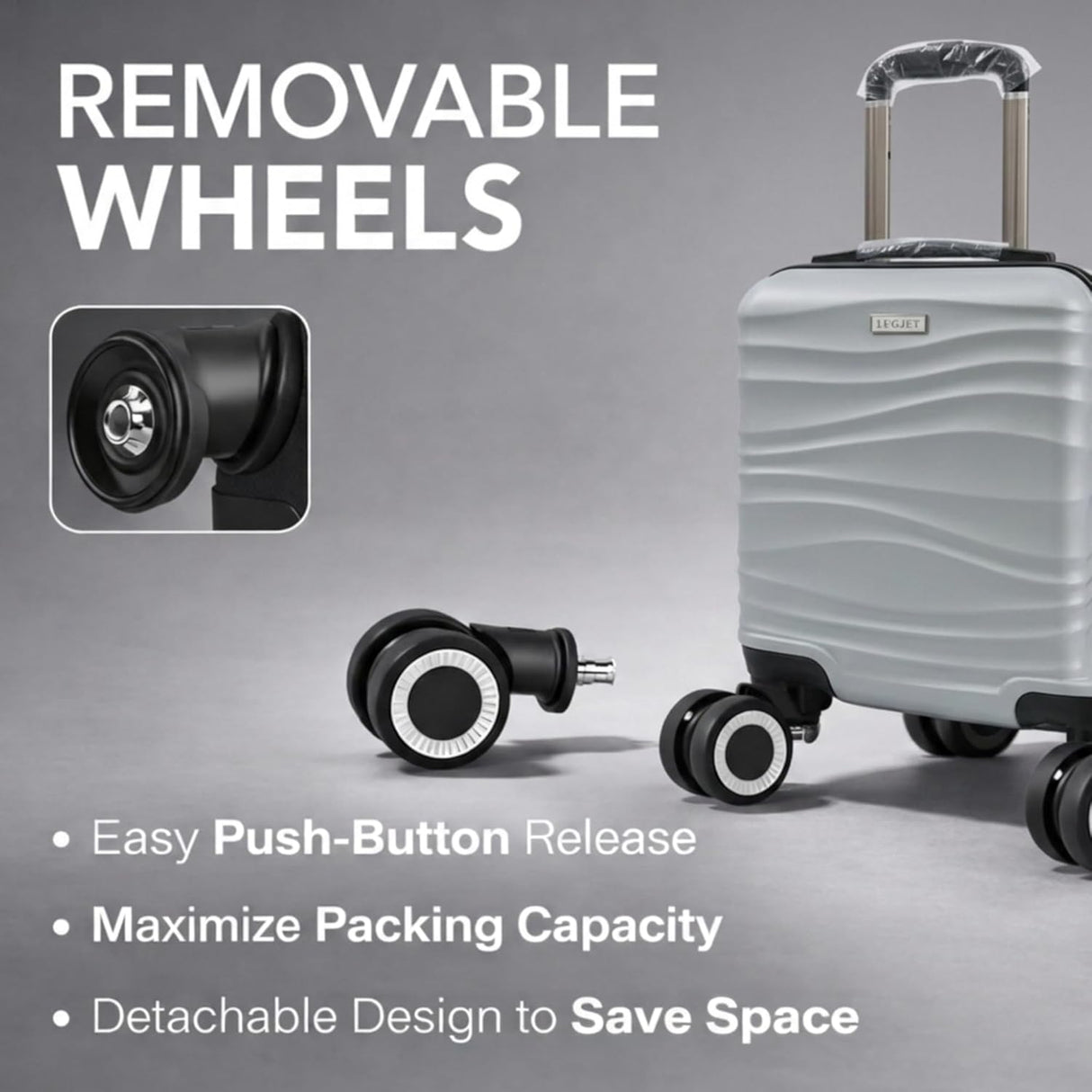 LugJet Hard Shell Lightweight Wheeled Travel Case 45x30x20 Grey - RyanAir Underseat Compatible (Copy) (Copy)