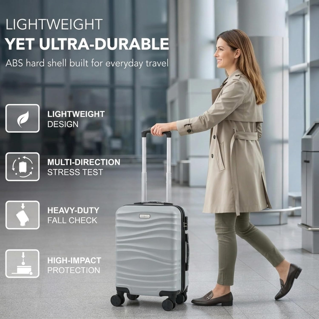 LugJet Hard Shell Lightweight Wheeled Travel Case 45x30x20 Grey - RyanAir Underseat Compatible (Copy) (Copy)