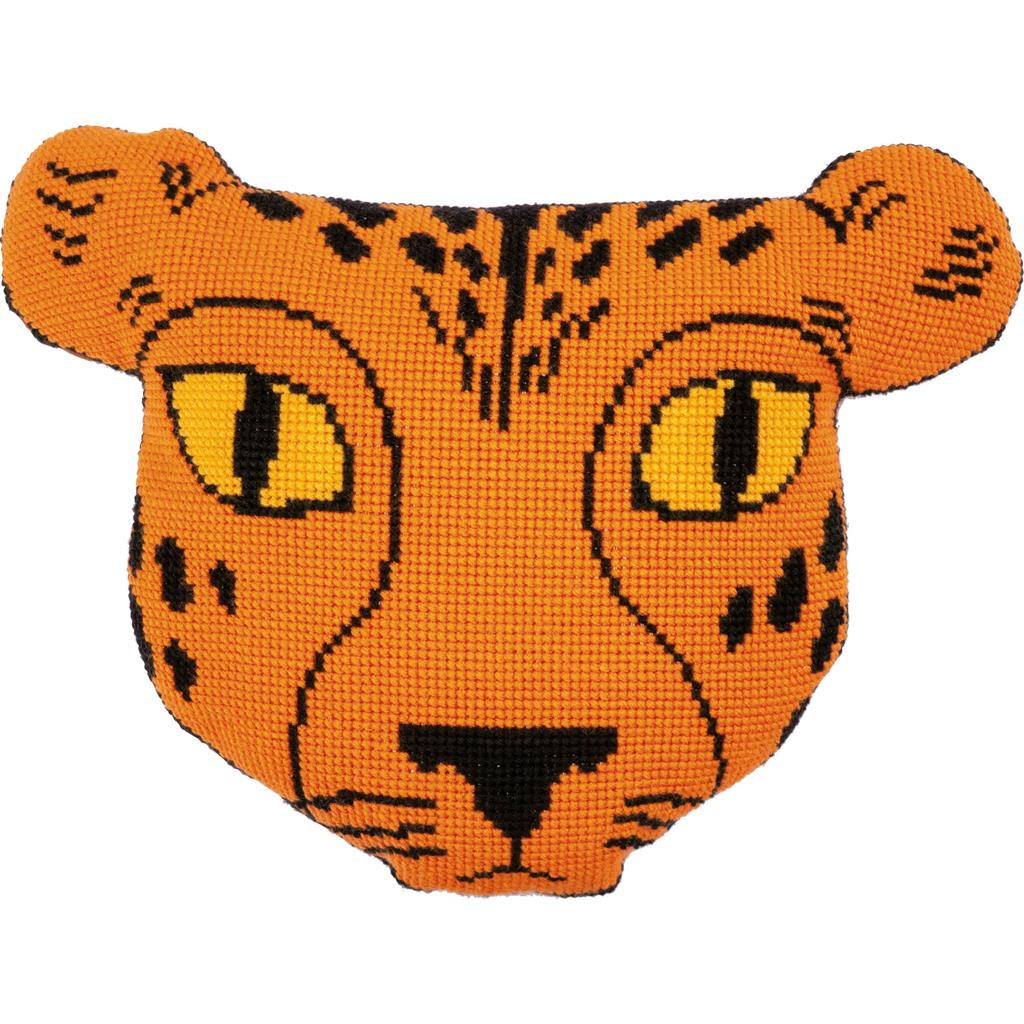Vervaco Cross Stitch Kit 66cm x 49cm Shaped Cushion Cover - Eva Mouton: Cheetah