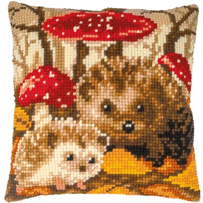 Vervaco Cross Stitch Kit 40cm Cushion Cover - Hedgehogs