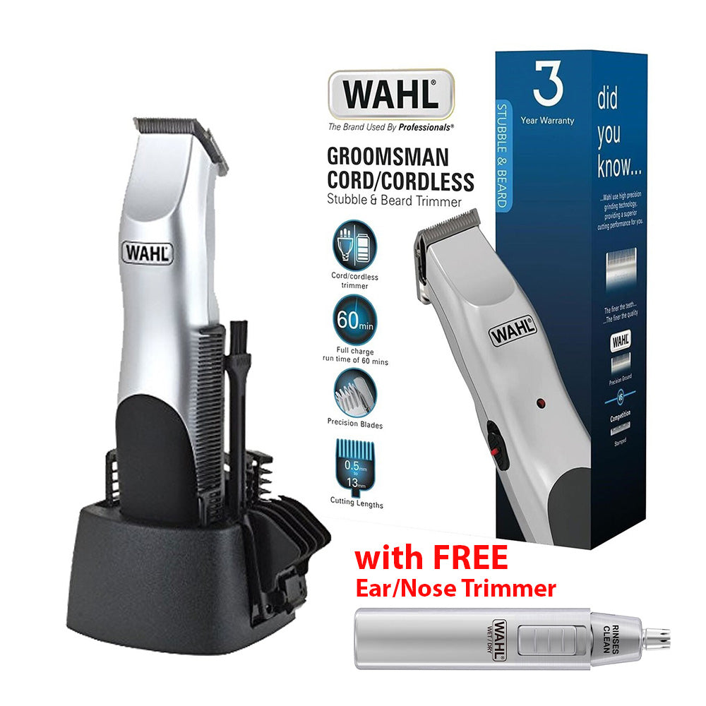 Wahl Groomsman Rechargeable Beard Trimmer + FREE Ear/Nose Hair Trimmer